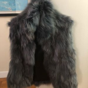 Adrienne Landau Fox Fur Vest - Indigo